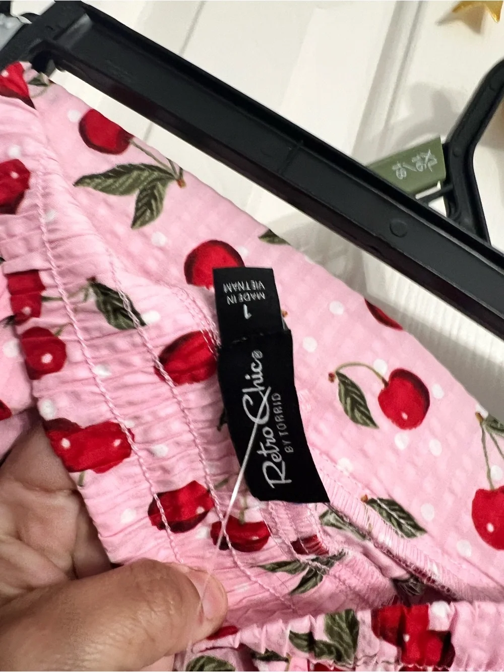 Retro Chic Pink Cherry Print Tank & Full Skirt Set